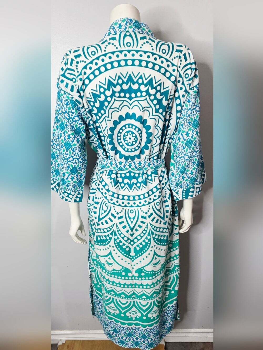 Turquoise Printed Kimono Robe - Women Intimates & Sleepwear - Picture 11 of 14